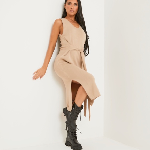 NUDE Tie Waist Knitted Dress - Picture 1 of 7